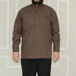 Shirt Mandarin Collar 2 Pocket Brown