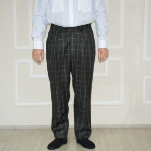 2 Pleated Wide Trousers Smoke Checked