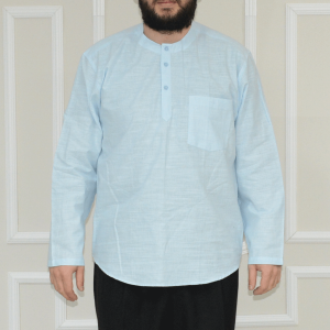 Shirt Collarless 3 Button Water Green
