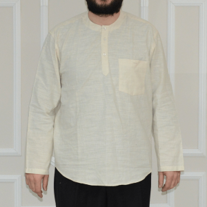 Collarless Shirt 3 Button Milky Brown