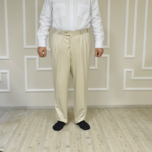 3 Pleat Half Baggy Trousers Beige