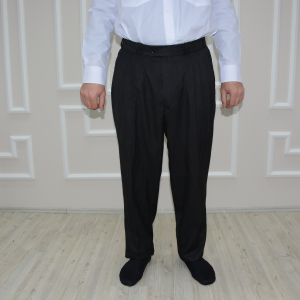 3 Pleated Half Baggy Trousers Smoky Gabardine