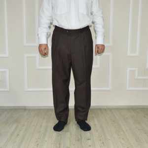 3 Pleat Half Baggy Trousers Brown