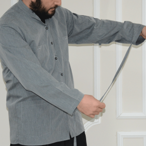 Shirt Mandarin Collar 4 Pocket Gray