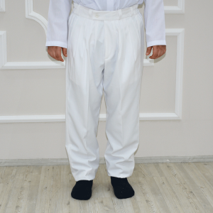 4 Pleat Kids Baggy Trousers White