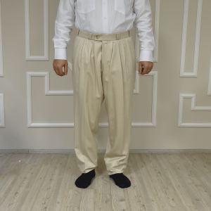 4 Pleat Half Baggy Trousers Beige