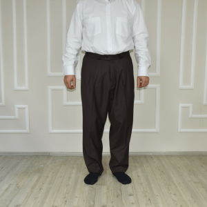 4 Pleat Half Baggy Trousers Brown