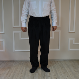 4 Pleated Half Trousers Velvet Black