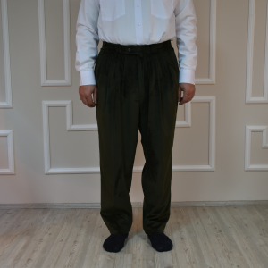 4 Pleated Half Trousers Velvet Green