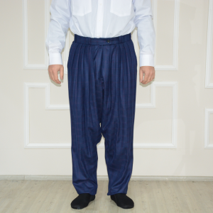 5 Pleated Half Yavuz Selim Trousers Navy Checked