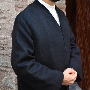 Buhara Collar Robe Wool Cashmere Fully Lined Navy Blue