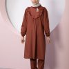 Children's Modest Two-Piece Set Asel Model Brick Color