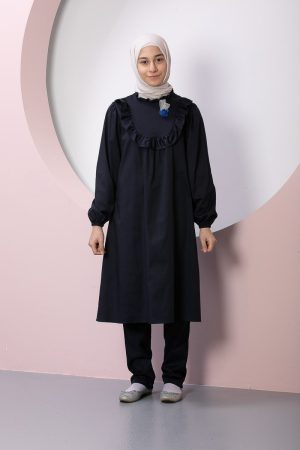 Children's Modest Two-Piece Set Asel Model Navy Blue Color