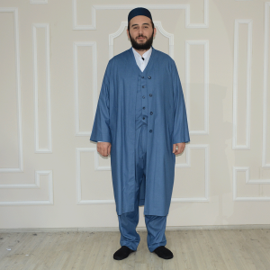 Robe Vest Shalwar Set Blue