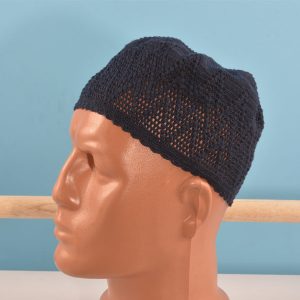Hand-knit Cotton Hat Navy Blue