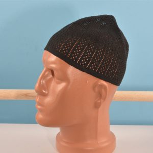Hand-knit Cotton Hat Black