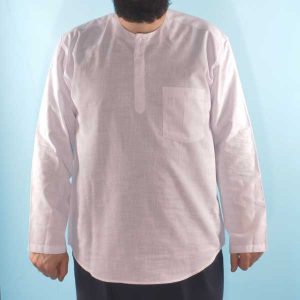 Shirt Collarless 3 Button White