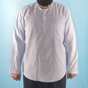 Shirt Collarless 3 Button Ice Blue