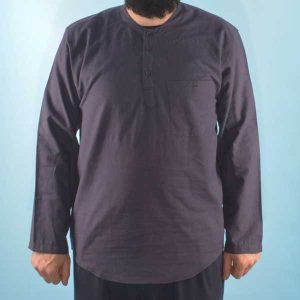 Shirt Collarless 3 Button Navy Blue