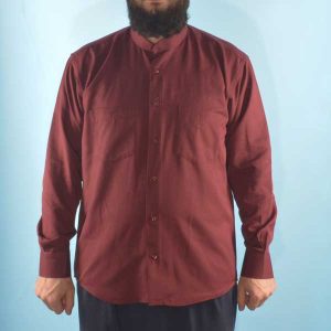 Shirt Collarless 2 Pocket Maroon