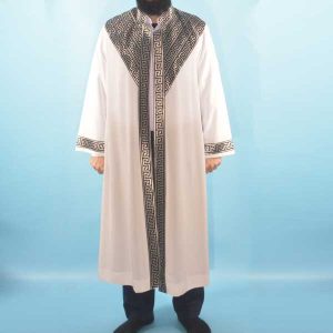 Imam Robe White Black Gold Braid