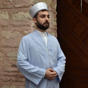 Buhara Collar Dotted Robe Blue