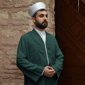 Buhara Collar Dotted Robe Dark Green