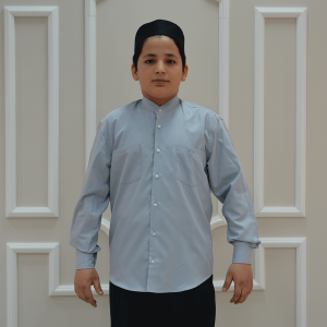 Child Shirt Mandarin Collar 2 Pocket Gray