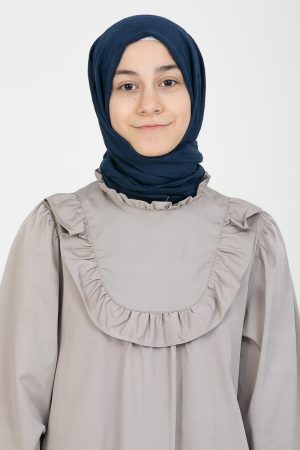 Children's Modest Crinkle Cotton Shawl Navy