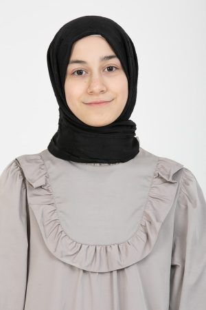 Children's Modest Crinkle Cotton Shawl Black