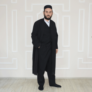 Robe Vest Shalwar Set Black