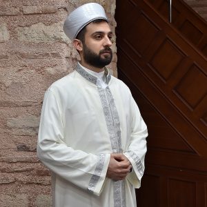 Imam Robe Cream with Silver Border