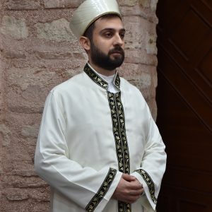 Imam Robe Cream with Black Trim Snap Fastener