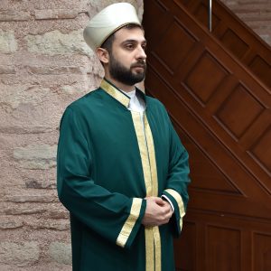 Imam Robe Green with Gold Border