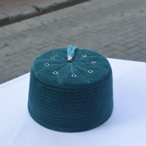 Mold Turban Cap with Holes and Tassels Indigo