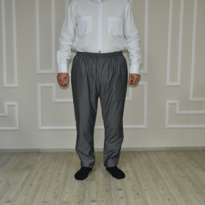 Drawstring Elastic Waist Trousers Light Gray Polyviscose