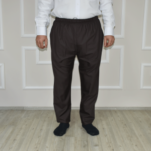 Drawstring Elastic Waist Trousers Brown Polyviscose