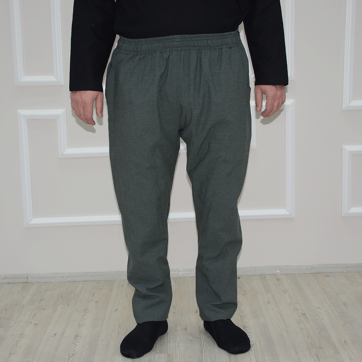 Drawstring Elastic Trousers Green