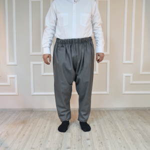 Elastic Trousers Light Grey Cotton