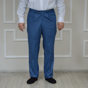 Single Pleated Wide Trousers Blue