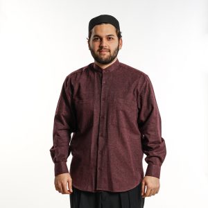 Shirt Stand-up Collar 2 Pocket Maroon Winter