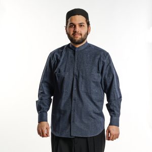 Shirt Stand-up Collar 2 Pocket Navy Winter