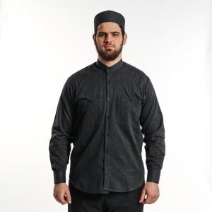 Shirt Stand-up Collar 2 Pocket Black Winter